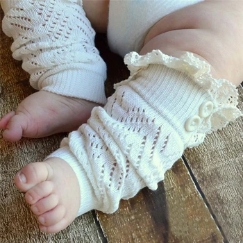 

Baby Boys Girls Socks Floral Lace Crawling Protective Knee Sleeve Knitted Cotton Leg Cover Warmer Baby Clothing