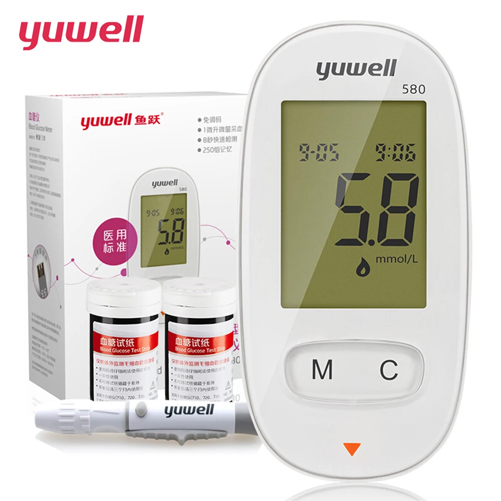 

English Instruction Blood Glucose Meter unit mg/dl Diabetic Diagnosis Glucometer Medical Equipment 50/100 Test Strips W2024SPC