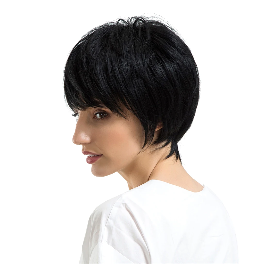 

100% Virgin Human Hair Natural Straight Wigs with Bangs Brazilian Human Hair Wig Natural Black Color (8)