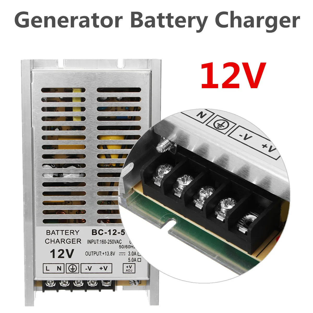

12V Rechargeable Float Battery Charger For Diesel Generator Engine Power Supply for Lead-acid Batterie Protection Aluminum Alloy