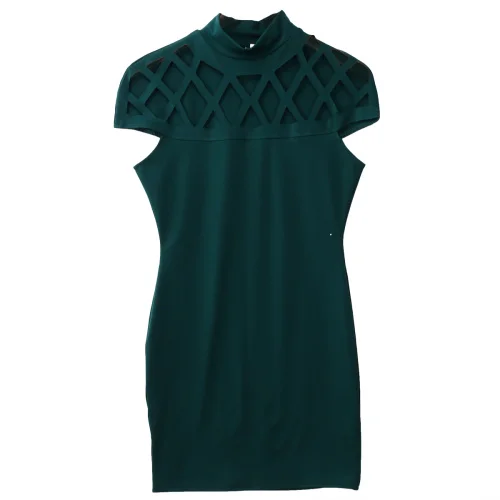  New 2016 Women Dress High Waisted Hollow Out Top Solid Short Sleeve Drop Shipping Sexy Hollow Out Vestidos 
