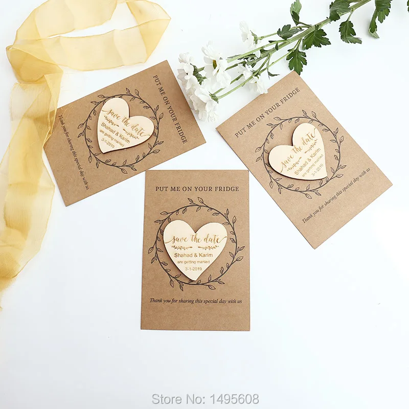  Custom Wedding Save the Date Magnets Personalized Wedding Invitation rustic Magnet Set Wedding favo - 32924937030