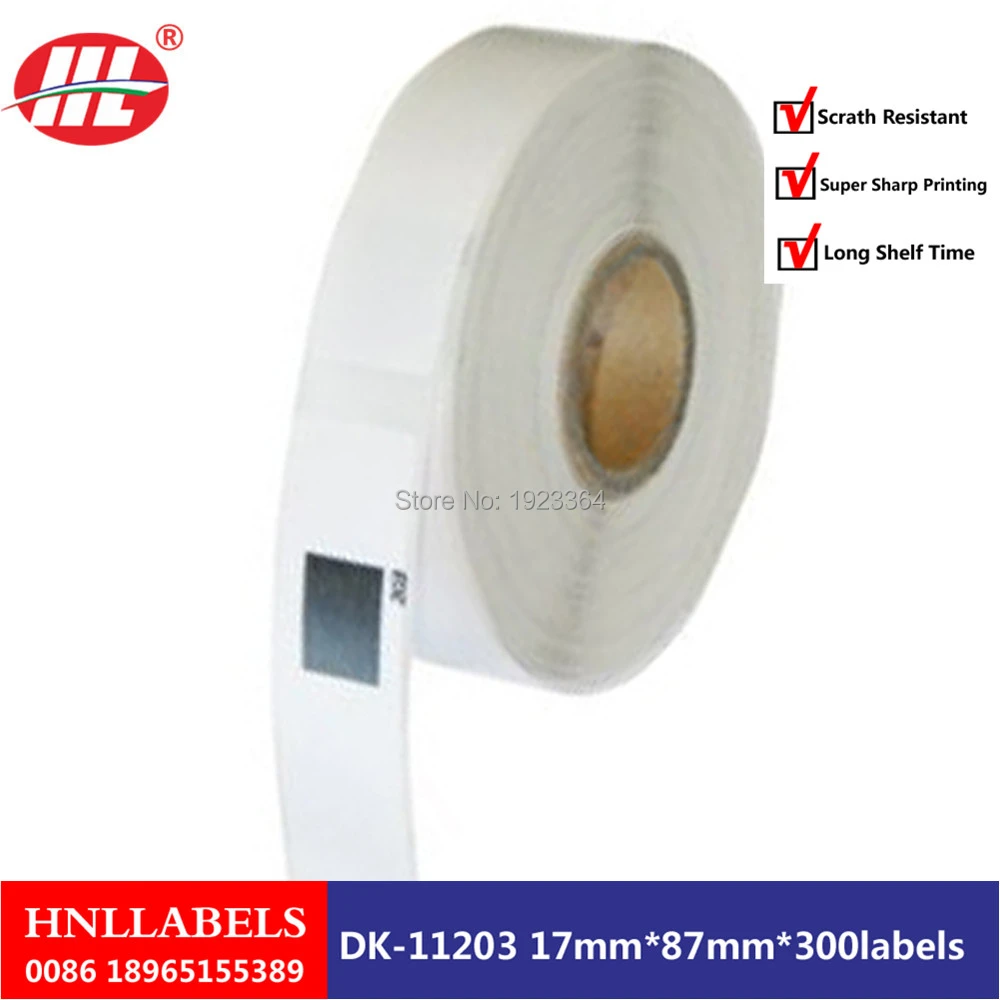 100X Rolls Compatible DK-11203 Label 17mm*87mm 300Pcs Compatible for Brother Label Printer White Paper DK11203 DK-1203 DK LABELS