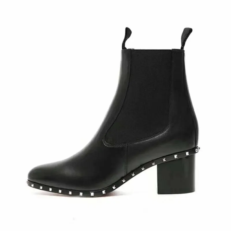 as Dick Show Mit As Mode High Kurzen Dicke Retro Stiefeletten Niet Heels Stiefel Leder Show Chelsea Handgemachte Ankle Luxus Nobel TvUFq