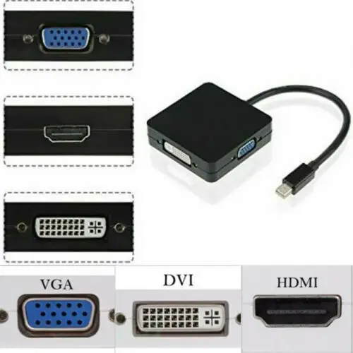 

3 in 1 Mini Display Port DP Thunderbolt To HDMI DVI VGA Adapter Cable For MacBook Air/Pro