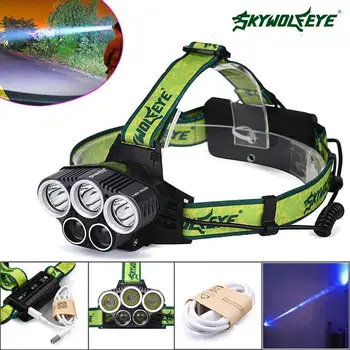 

Fishing Light 5X LED Headlight Rechargeable 18650 Battery Hunting With USB Cable high power good quality