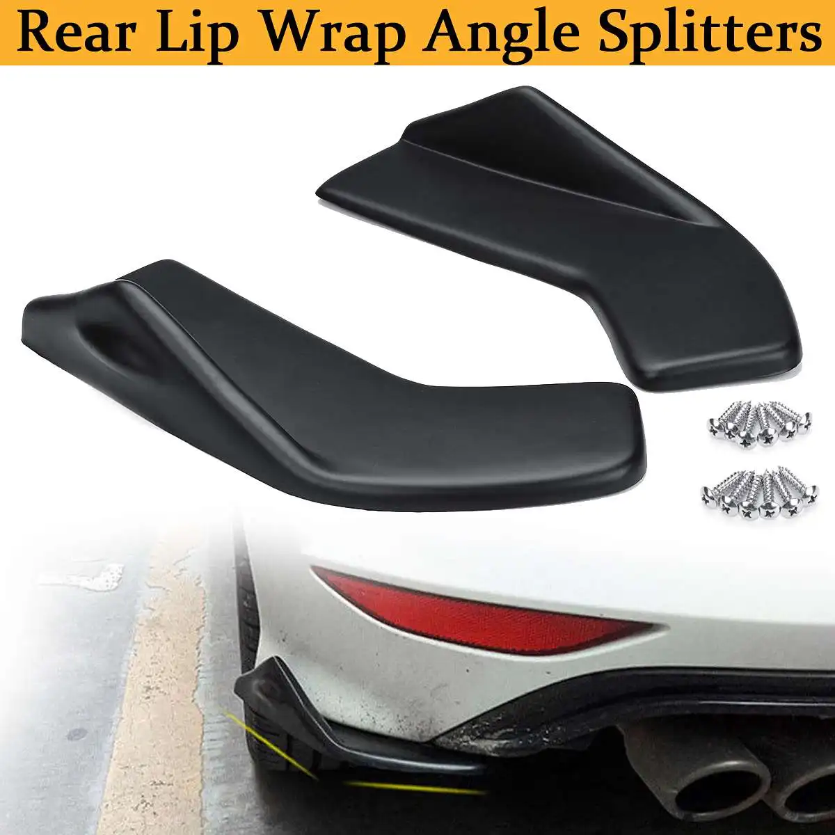 

2pcs Black Universal Car Rear Bumper Lip Wrap Splitters Side Skirt Extensions Scratch Guard Protection