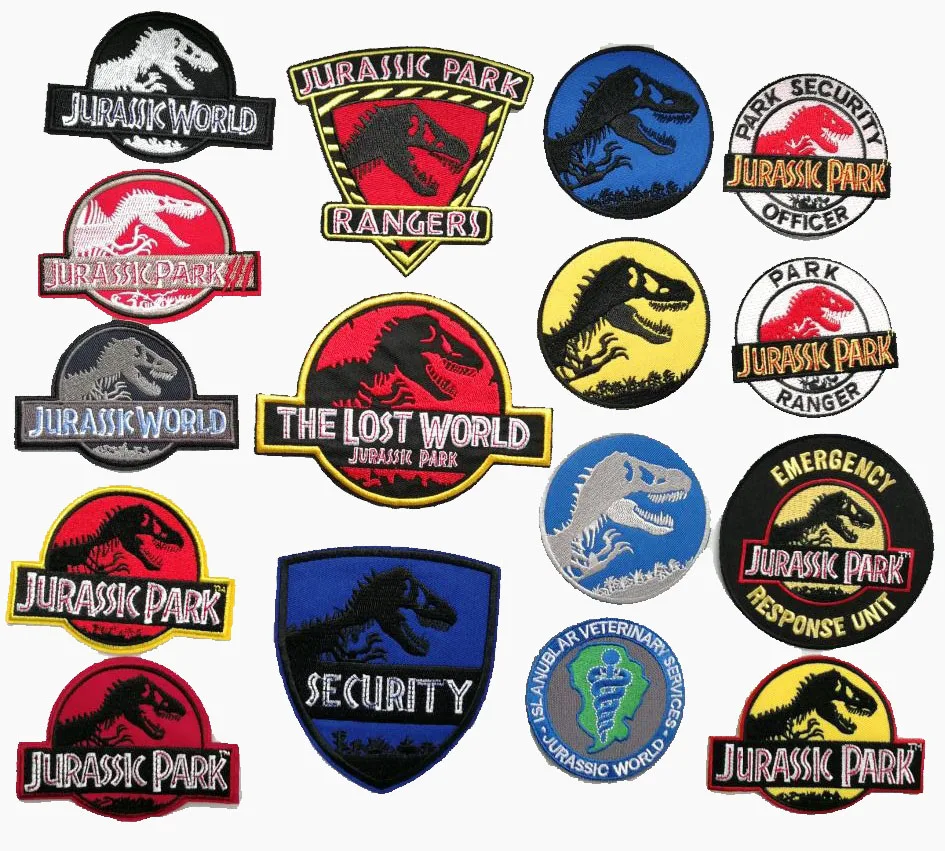 

Fashion Jurassic Park iron on patches biker vest patch embroidery appliques accessoriy badge sewing supplies