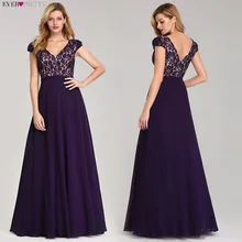 Ever Pretty Robe De Soiree длинные кружевные вечерние платья элегантные трапециевидные черные вечерние платья с v-образным вырезом и короткими рукавами EP07344BK