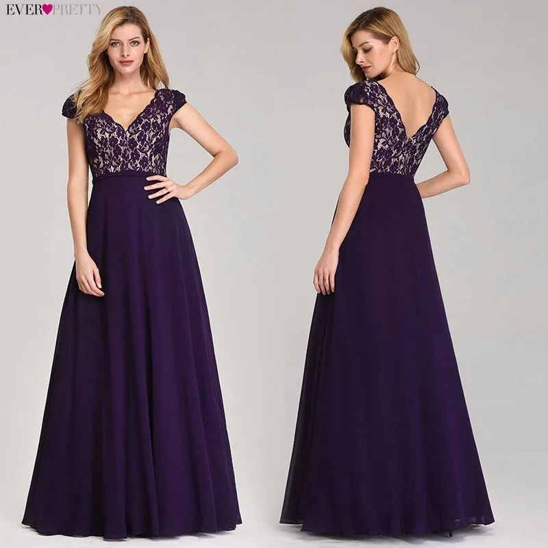 Ever Pretty Robe De Soiree 2020 длинные кружевные вечерние платья элегантные трапециевидные