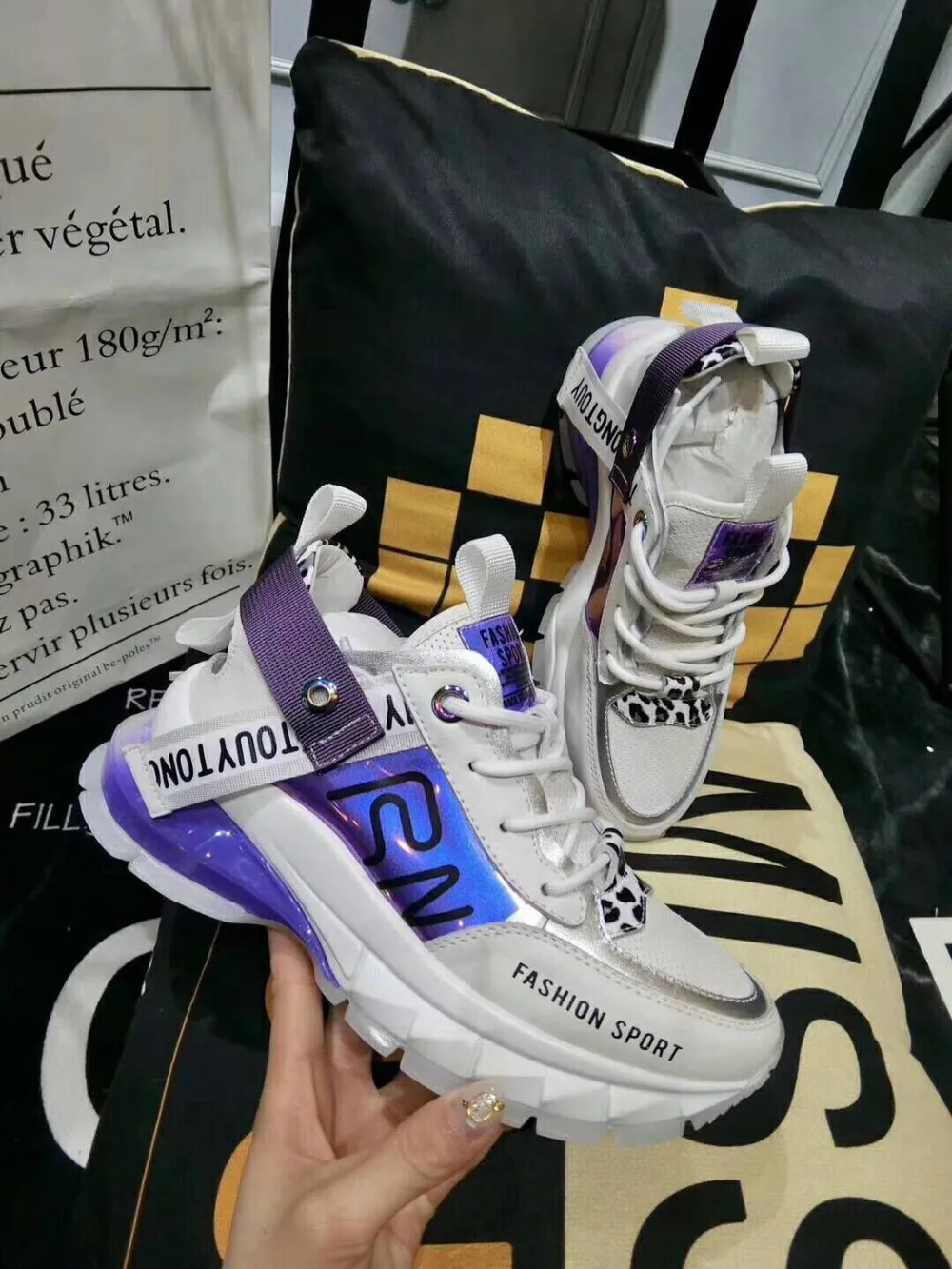 

2019 New Women's Chunky Sneakers Basket Women Shoes Canvas Female Trainers Dad Shoes High Top Sneakers