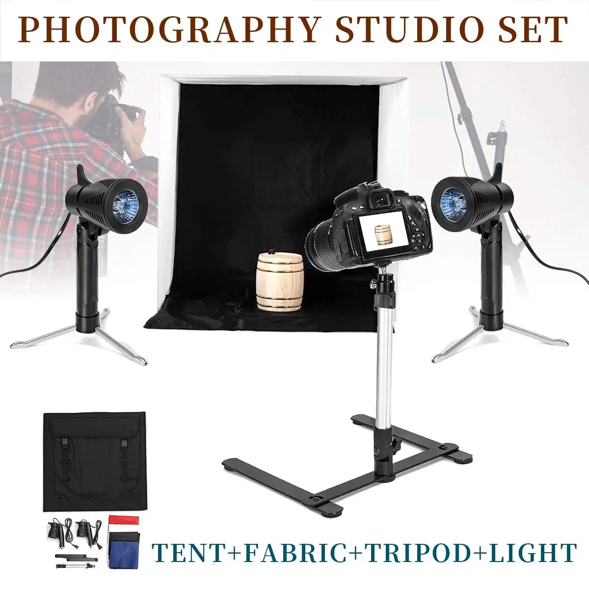 

1.3ftx2.6ft/16"x32" 2 Sets Portable Light Lamp For Photo Studio Photography Kit Backdrop Background Photo Stand Muslin Stand Set
