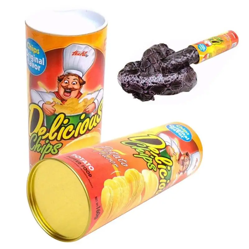 

Joke Toys Funny Potato Chip Can Jump Spring Bounce Snake Toy Fool Day Gift Halloween Party Decoration