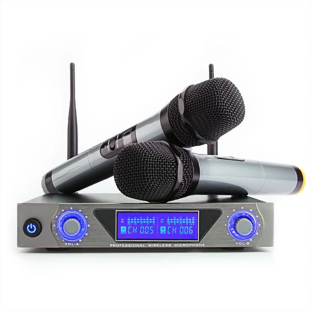 

ARCHEER Handheld Microphones UHF Frequencies Dynamic Capsule 2 Channels Wireless Microphone for Karaoke System with LCD Display