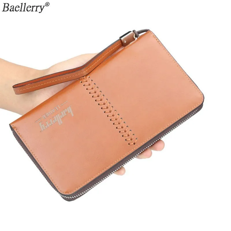 

Baellerry Zipper Purses Long Phone Bag Brand Men Wallet Leather PU High Quality Money Purse Man Wallet For Luxury Card Holder