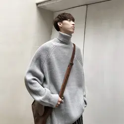 2018 зима высокий воротник свободный свитер Корейская версия Ins Harajuku ветер свитер пуловер человек серый/рис/белый/синий/RedS-2XL