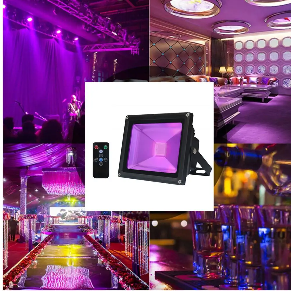 

LED 30W 85-265V UV Flash Light Violet Stage Light with Remote Control Waterproof Flood Light for Disco Holiday Party Lighting
