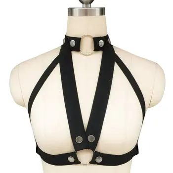 

Women Gothic Black Cage Bra Sexy Lingerie Hollow Backless 2019 Bondage Erotic Apparel Body Harness Halter Bras Underwear Female