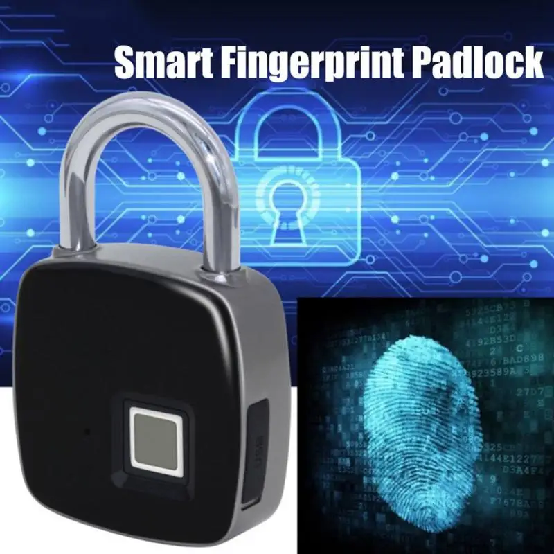 

USB Rechargeable Smart Keyless Fingerprint Lock IP65 Waterproof Anti-Theft Security Padlock Door Luggage Case Lock