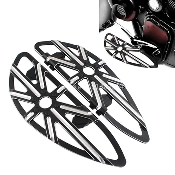 

A Pair Black Openwork style Aluminum Alloy Driver Front Foot Pegs Floorboards Upgraded For Harley Electra Glide Models