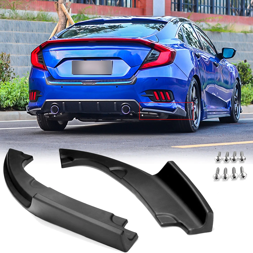 

2PCs Matt Black Anti Scratch Car Rear Bumper Lip Diffuser Splitter for Honda Civic 2016 to 2018 Car Styling