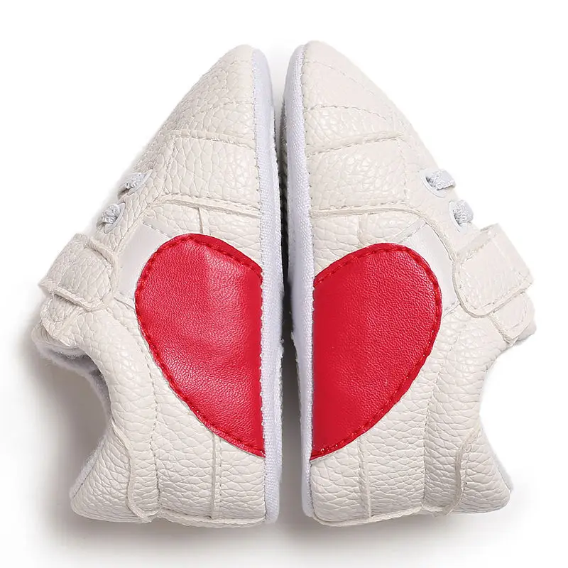 

New Infant Newborn Baby Boys Girls Soft PU Heart Print Autumn Lace-Up First Walkers Sneakers Shoes Toddler Classic Casual Shoes