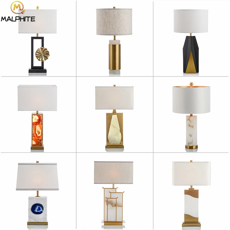 

Modern Golden Marble Table Lamps For Bedroom Bedside luminaire Table Lamps for Living room Home Decor LED Table Lights Lighting