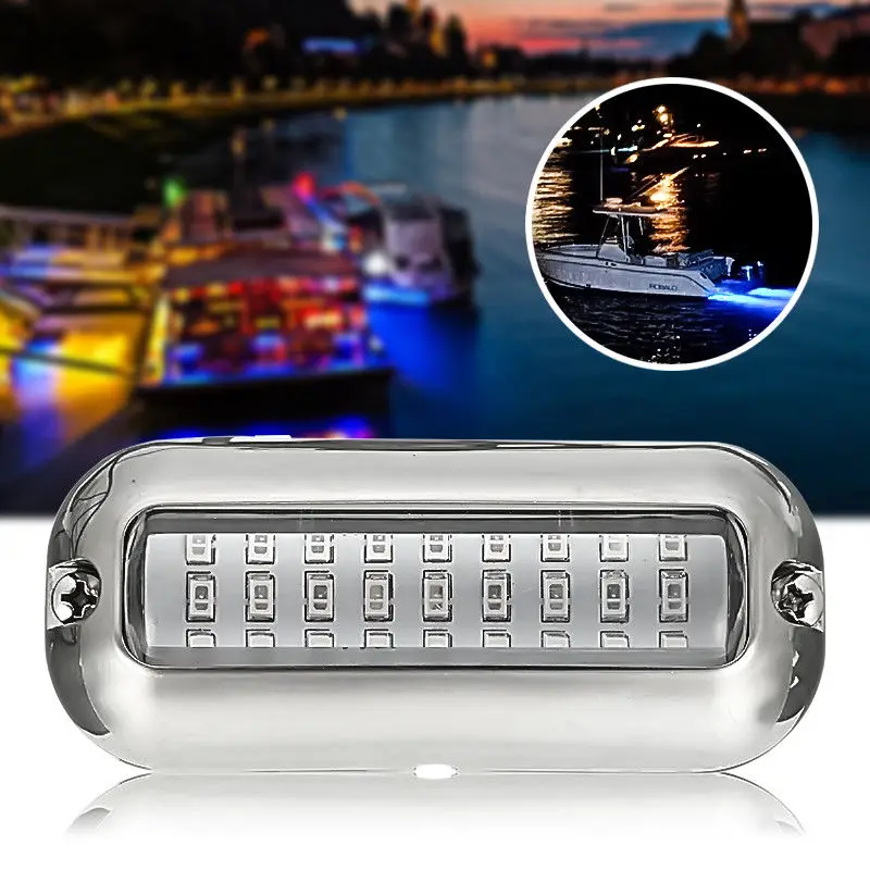 12V 50W 27LED 316 Stainless Steel Boat Transom Lamp Underwater Pontoon