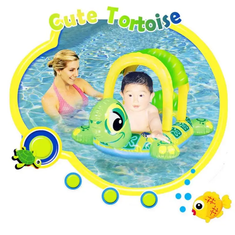 Детские детский спасательный круг надувной для плавания круг с сиденьем лодка Float с зонтиком милый мультфильм в форме черепахи 2019 новые