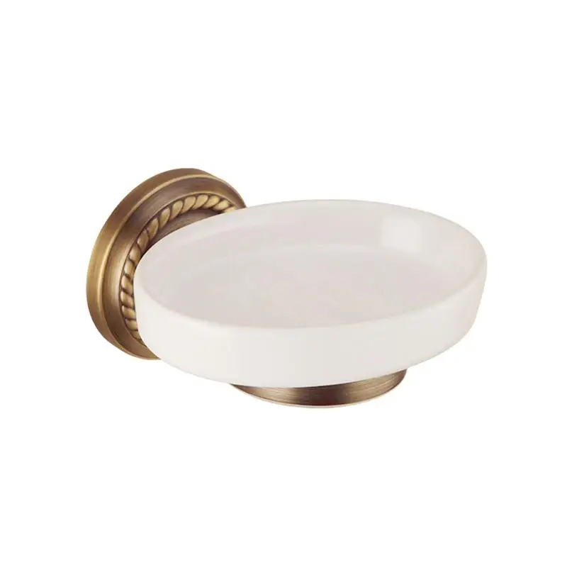 

1 pc Soap Dish Vintage Wall Mounted Antique Copper Ceramic Soap Tray Shelf Holder Basket for Home Hotel Bathroom