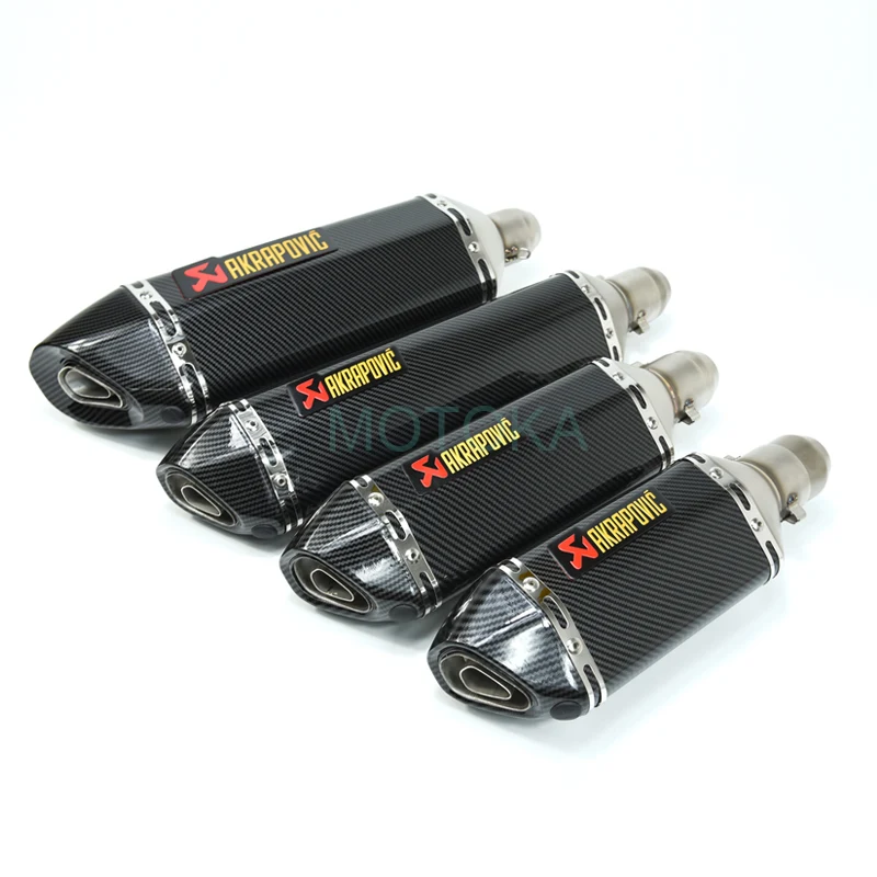

NMAX155 NVX155 RC390 Tmax530 R15 CBR600 CB400 Universal Motorcycle Racing Akrapovic Symmetrical Exhaust Pipe 51mm Muffler System