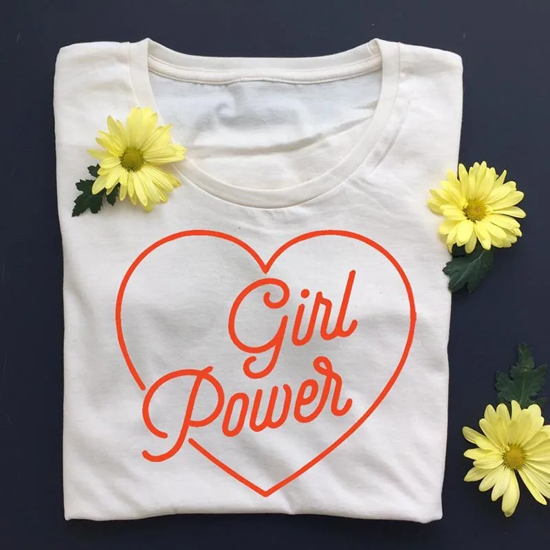 Girl power Feminist футболка повседневные футболки с графическим принтом для женщин с принтом любящее сердце Летняя мода 90s гранж футболка Топы для подростков Прямая поставка