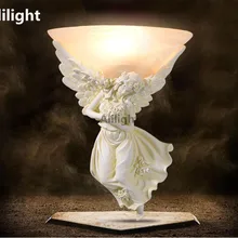 Европейский ручной вязки бра из смолы Ангел девочка Настенный светильник с абажуром бра для спальни прикроватная Крытая подсветка декоративные светильники