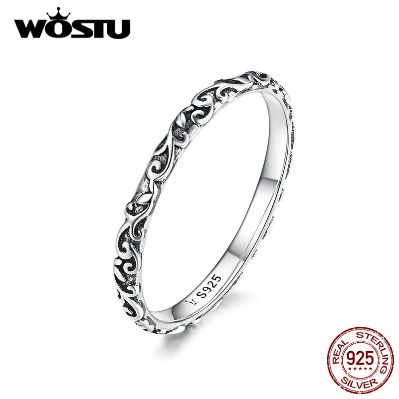 

WOSTU Minimalist Flower Ring 925 Sterling Silver Delicate Rings Finger For Women Wedding Silver 925 Ring Fashion Jewelry CQR513