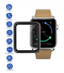 Чехол для ЖК-панели защита экрана закаленное Стекло полный Apple Watch Series 3 38 мм черный
