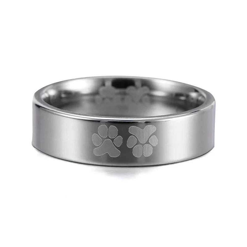 

RONGQING Dog cat Footprint Pet ring 1pcs Fashion Jewelry Stainless Steel Animal Rings for Women man gift Wedding