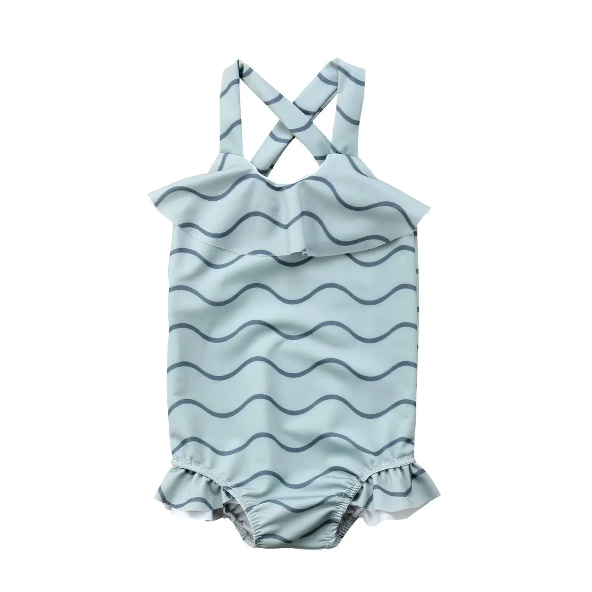 

Toddler Kids Baby Girls One Piece Cartoon Wave Sleeveless Swimwear Bikini Tankini Swimsuit Swimming Suit