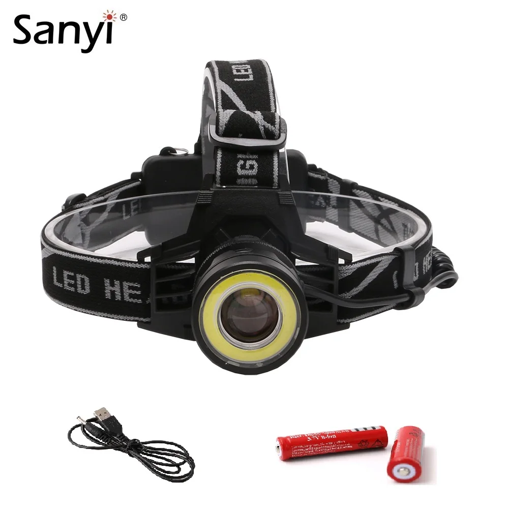 

LED Headlamp Headlight 1*XML T6+ 1*COB LED 4 Modes Zoomable Focus Lamp Waterproof Head Torch 18650 Flashlight Fishing Head Lamp