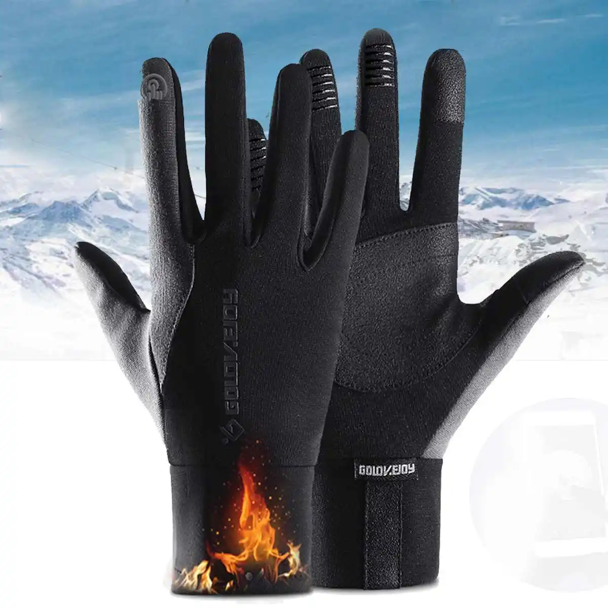 Guantes de moto impermeables a prueba de viento para hombre Guantes de invierno cálidos de dedo completo al aire libre Guantes de protección para la pantalla táctil