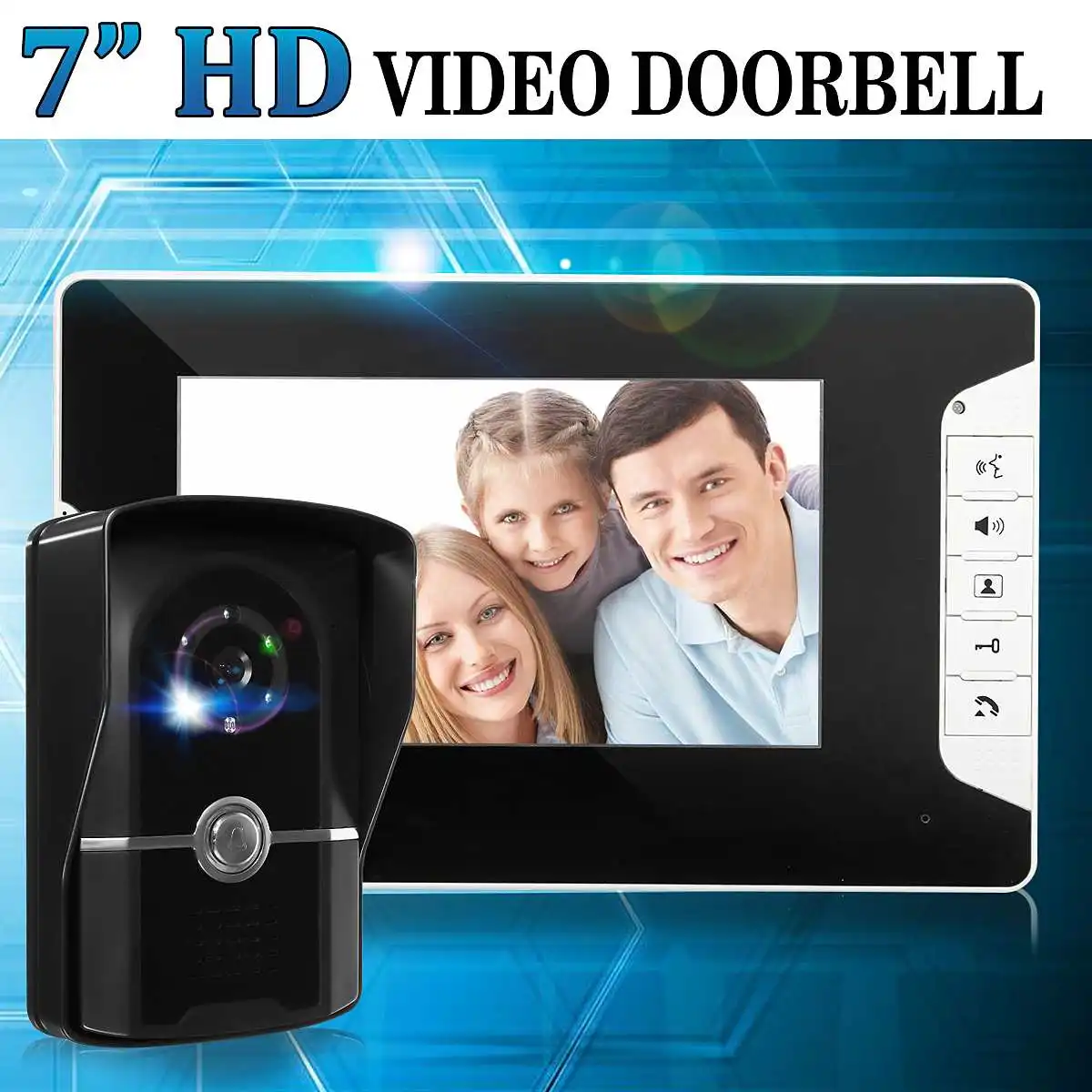 

7" Wired Video Door Phone System Visual Intercom Doorbell with Monitor + 1*700TVL Outdoor Camera for Home Surveillance