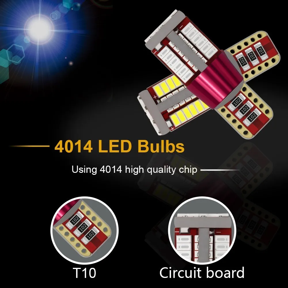 CARCHET 10 шт. супер яркий T10 светодиодный CANBUS без ошибок 4014 57 SMD авто клиновидный