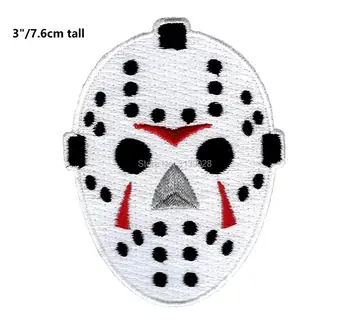 

Hockey Goalie Mask Embroidered Patch Iron-On Friday the 13th Jason badges holloween cosplay costume party funny slogan applique