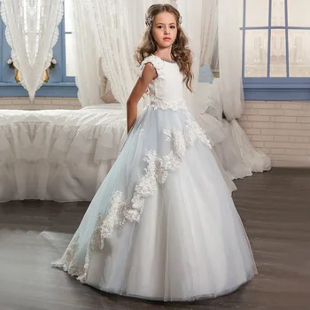 

New Flower Beading Lace Flower Girl Dresses For Wedding Ruffles Girls First Communion Gowns Special Occasion Dresses