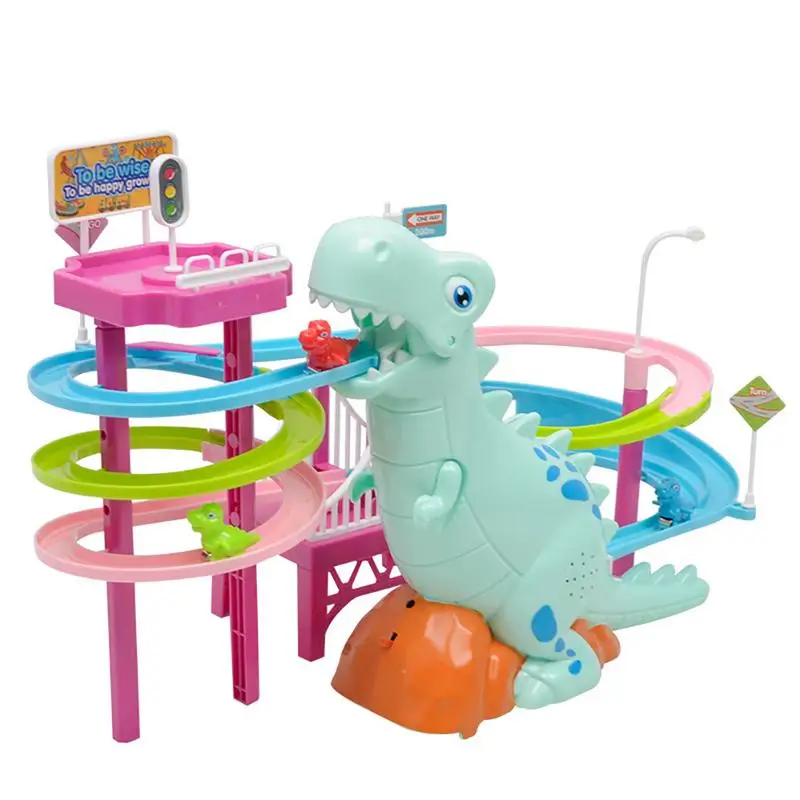 

New Pig Climbing Stairs Track Children's Toys Electric Music Multi-Layer Assembly Slider Rail Car Set Pig Climbing Stairs Toys