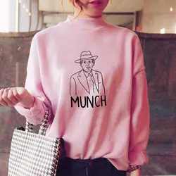 Munch толстовки для женщин зимние толстовка одежда ulzzang корейский стиль ulzzang kawaii женский розовый японский