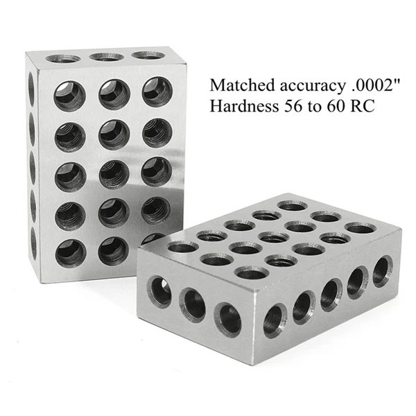 

2Pcs Hardened Steel 1x2x3inch Blocks Precision Ground .0002 inch Hardened Milling Tools 23 Holes block gauge