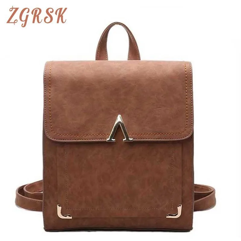 

High Quality PU Leather Women Business Fashion Female Backpack Solid School Bags For Teenager Girls Large Capacity Casual