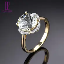 LP Solid 14KY Золотое кольцо с бриллиантом натуральный зеленый аметист 3.76CT специальный Ромашка для резки изысканные модные ювелирные изделия из драгоценных камней для женщин подарок