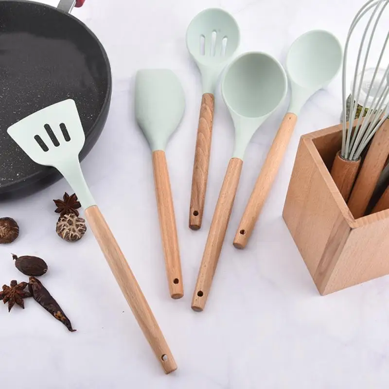 

9PCS/Set Silicone Cooking Utensils Kitchenware Blue Kitchen Tool (Storage Bucket Not uded)