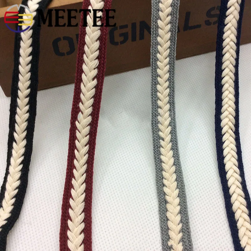 

Meetee 9yards 1.5cm Braid Cotton Twist Weaving Ribbon Lace Webbing DIY Sewing Craft Scarf Clothing Decoration Accessories AP538